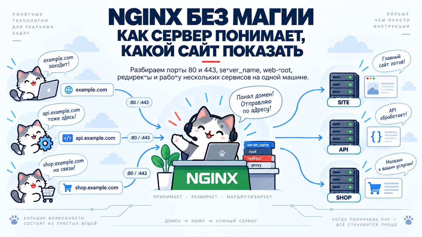 Nginx направляет запросы разных доменов к нужным сервисам